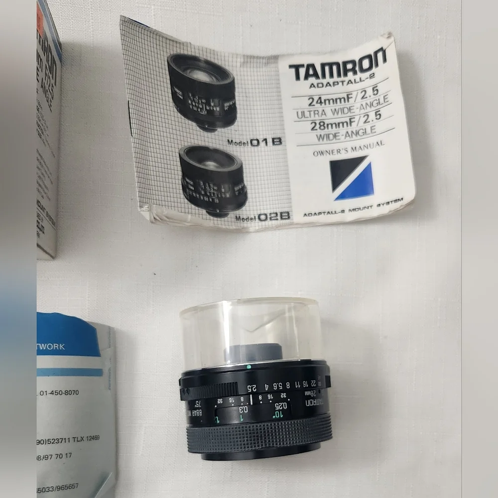 TAMRON 28mm F2.5 BBAR ADAPTALL 02B MANUAL FOCUS WIDE ANGLE LENS & Fd Adapter
